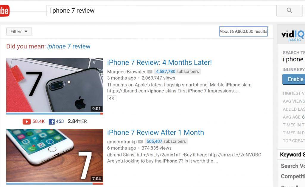 Here are some results from Youtube when searching Iphone 7 reviews