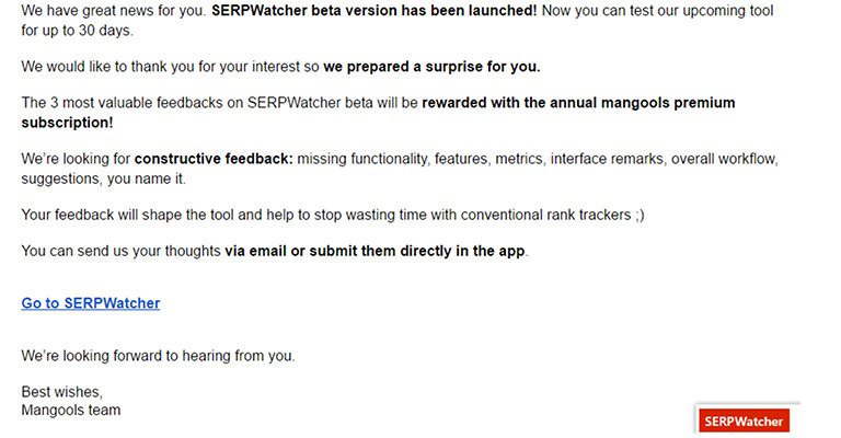 SERPWatcher Review Mail