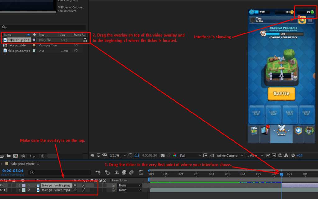 adjust time and drag overlay