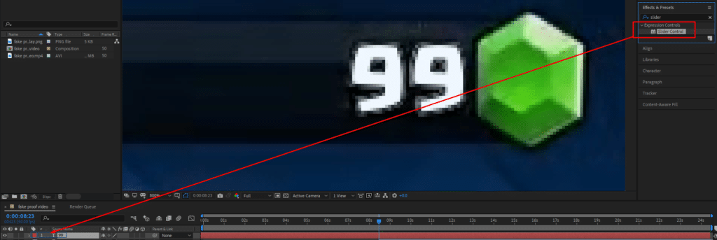 drag slider control effect